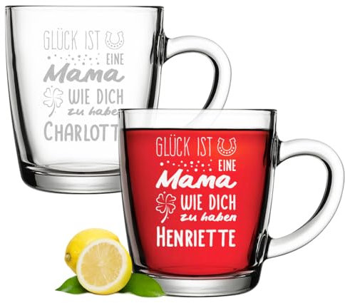 polar-effekt Teebecher aus Glas 2er-Set 340 ml mit Gravur - personalisiertes Teeglas - Trinkglas für Tee, Kaffee und Espresso - isoliert und hitzebeständig