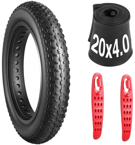 yeesport 20x4.0 Reifen Fatbike, 20x4.0 Fahrradreifen ETRTO 100-406 und 20 x 4.0 Schlauch AV30 mm, 20 x 4.0 Fat Tire Schlauch & Fat Fahrrad Mantel für Ebike, MTB Mountainbike Snow Bike