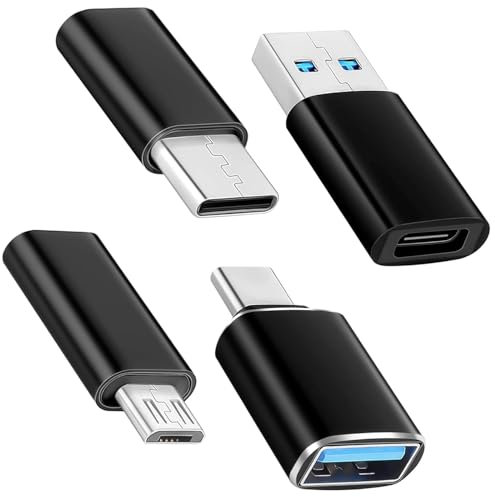 [Paquete de 4] Adaptador USB C a USB 3.0 y Micro-USB, Compatible con MacBook Pro, Samsung y Otro Dispositivo Tipo C