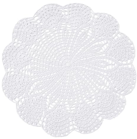 BOMHCS Handgefertigte Häkel-Tischsets, Runde Blumenspitzen-Deckchen, 30,5-35,6 cm, Untersetzer für Küchengeschirr (Weiß, Pack of 1 PC, 12 in to 14 in)