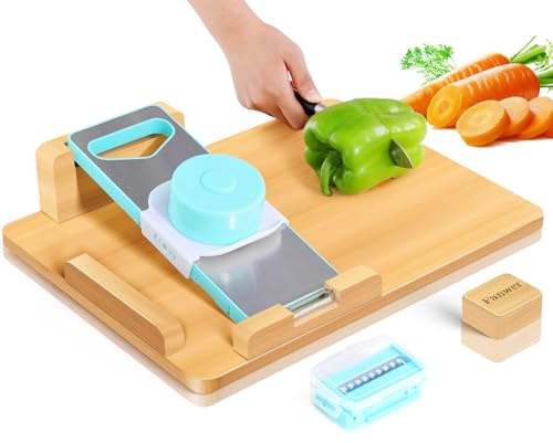 Fanwer Adaptive One-Handed Cutting Board- Anti-Slip with Bread Stops & Spikes - Perfect for Amputees & Disabled - Single Handed for Effortless Cutting & Chopping - Handicapped Kitchen Board.