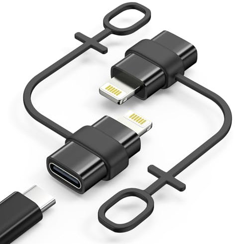 MoKo USB C to Lightning Adapter, Not for Audio/OTG, Lightning Male to USB C Female Adapter for iPhone 14/13/12/11/X Series, iPad/AirPods, Support Charging & Data Sync, with Anti-lost Loop, Black
