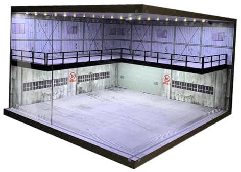 Luwecf Vitrine de Stationnement de Voiture éclairée à L'échelle 1:64 pour Modèles Moulés sous Pression, Briques bleues
