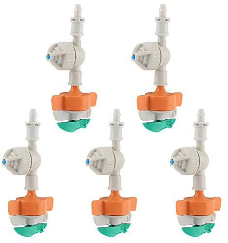 Irrigatore Rotante antigoccia 5 Pezzi per Giardino | Spruzzatore Sospeso, Microgoccia, Irrigazione Uniforme, Plastica Resistente, Facile installazione