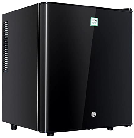 30L Mini Kylskåp Fristående Larder Kylskåp Elektrisk Reefer Bordsskiva Kylskåp Med Kylning Och Värmefunktion LED-ljus + Lås Och Nyckel Tyst För Sovrum, Hotell Och Pensionat(Black solid door)