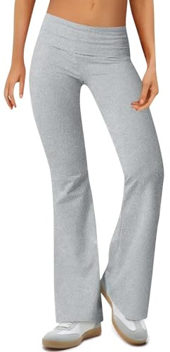 BORTGYUI Yogahose Damen Leggings Low Waist Schlaghose Blickdicht Leggins Sportleggins mit Bauchkontrolle Fitness