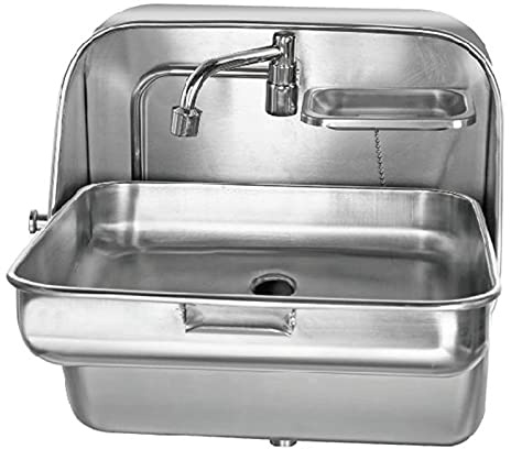 RV Sink Folding Sink with Cold Water Faucet, Stainless Steel Hand Wash Basin Sinks Square Single BowlSink Wall-mounted RV Camper Kitchen Basin for Bars Food Trucks Campers
