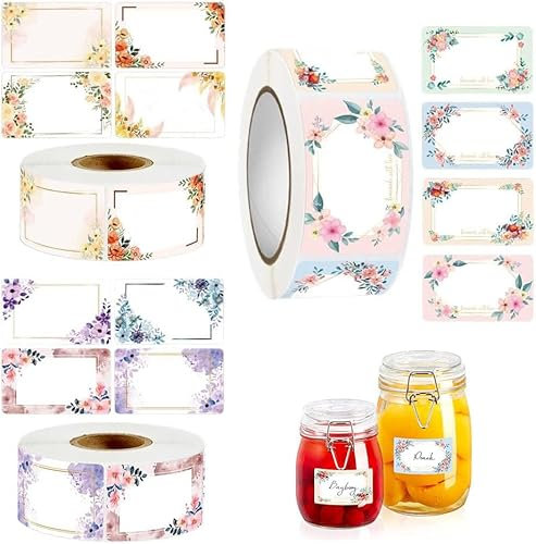 750 Stück Marmeladen Etiketten Selbstklebend zum Beschriften Gewürzetiketten Marmeladengläser Aufkleber Klebeetiketten Gläser Marmelade Backen Flaschen，Ideal für Marmeladengla & Glasflaschen