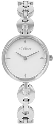 s.Oliver Armbanduhr Damen Quarzuhr Analog, mit Edelstahl Armband, Silber, 5 bar Wasserdicht, Kommt in Uhren Geschenk Box, 2038585