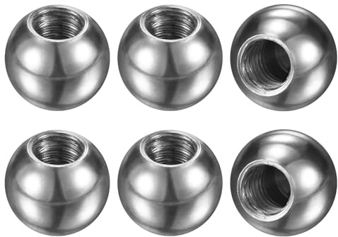 M METERXITY 6Pcs Threaded Ball Nut Knob, M4x8mm Female Thread Ball Nut Cap | Silver, 304 Stainless Steel, Screw Cap Cover, Round Solid, for Lighting Fixtures, Machinery, DIY