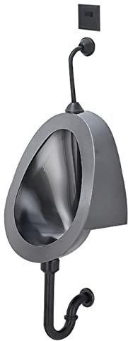 An der Wand montiertes schwarzes Urinal aus Edelstahl, automatisches Sensor-Urinal für Herrentoiletten, Urinumleitung, hocheffizientes Spülurinal für Hotels/Flughäfen, Sp