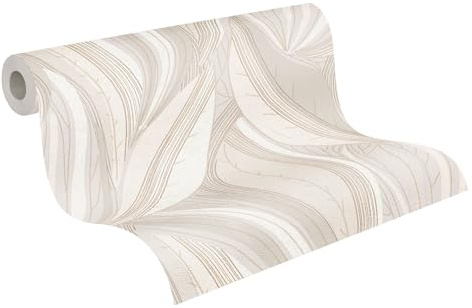 A.S. Création livingwalls Hot Spots Motivtapete 10,05 m x 0,53 m mit Blattmuster - Creme, Beige, Hellgrau, Gold, Metallic - Vliestapete, Wanddeko im tropischen Stil Made in Germany - 786554