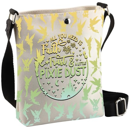 PLITI Sac à bandoulière Fée Clochette Cadeau pour les fans de Fée Clochette All You Need Is Faith Trust And A Little Pixie Dust Sac à bandoulière, Faith Dust Cbagu, 8×7.5×1.8inches