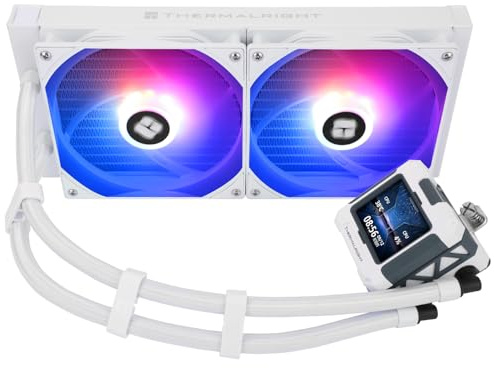 TR FW280 ARGB bianco-280mm AIO CPU Liquid Cooler, schermo LCD IPS con risoluzione 320x240, per AM4 / AM5 / Intel LGA1700/1851, schermo LCD assorbente magnetico da 2,4 pollici per immagini -bianco,