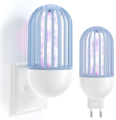 Insektenvernichter Elektrisch Stecker 2 Stück, UV Mückenlampe Fliegenfalle Innenbereich Mückenfalle Mückenschutz, Insektenvernichter Tragbare Fliegenfallen für Schlafzimmer, Wohnzimmer, Küche