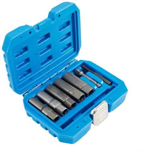 Entgoinggo 5pcs Bolt Extractor Set,Locking Wheel Nut Removal Tool,Socket Wrench Set,Locking Wheel Nut Bolt Stud Extractor Remover 3/8-5/8 Inch Deep Socket Set