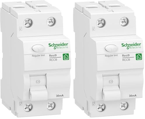 Schneider Electric Fehlerstromschutzschalter RESI9 2P 40A 30MA TYP A, R9R22240 (Packung mit 2)