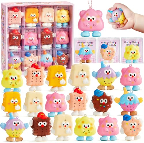 Tacobear 24 Piezas Squishy Juguetes Antiestrés Kawaii Llaveros Regalos Cumpleaños Niños Colegio, Relleno Piñatas de Cumpleaños Infantil, Detalles Cumpleaños y Regalitos Invitados