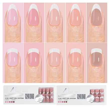 XFSRG Lot de 300 faux ongles press on nails à coller - Couverture complète - Courts, carrés, en forme d'amande - Faux ongles français - En gel souple - Pour art et bricolage