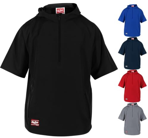 Rawlings | Colorsync Short Sleeve Hooded Cage Jacket | Adult Large | Black