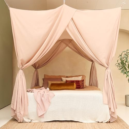 Ciel de Lit Nougat | Baldaquin Rectangulaire pour Lit Queen & King | Moustiquaire Lit Double | Décoration Chambre Adulte & Ado | Disponible en Plusieurs Tailles & Couleurs