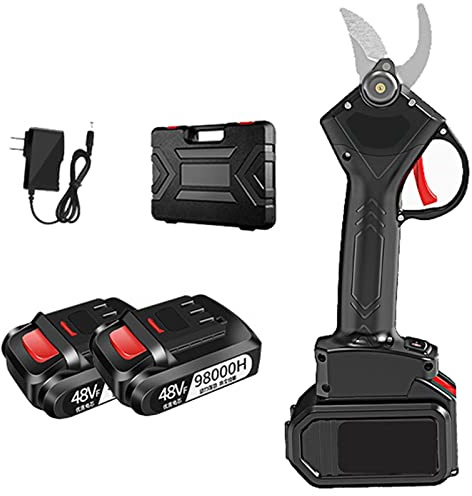 VGVSBG Electric Pruning Shears with Storage Box Professional Cordless Tree Branch Pruner Rechargeable Lithium Battery Max Cutting Diameter 30Mm,Black