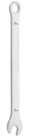 sourcing map Llave combinada superfina de 7 mm, caja métrica de 12 puntos y llave inglesa de acero inoxidable de extremo abierto, herramienta de llave de doble extremo para reparación de tuberías