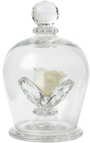 Debora Carlucci Rosa Stabilizzata in Campana di Vetro con 3 Petali – Fiore Eterno in Vetro Cristallo, Idea Regalo Elegante, Bomboniera di Lusso, Made in Italy – 15x10 cm (Bianco)
