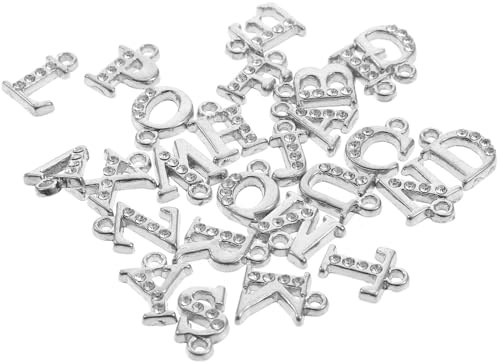 TOVINANNA 26 pezzi Charms Lettere in Lega con Strass Pendenti Mini Alfabeto Resistenti e Leggeri per Bracciali Collane e Accessori DIY per Gioielli Personalizzati