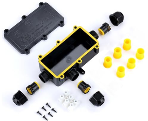 Lumonic 3-Wege L Abzweigdose wasserdicht IP68 | schnelle, sichere Kabelverteilung | für Kabel 0,5-2,5mm² | UV-Beständig, -40°C bis+ 105°C | Verteilerdose für Outdoor, Garten, Erdkabel
