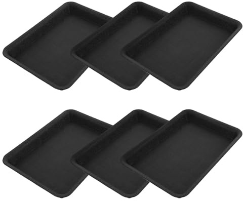 DEARMAMY 6 Platillos Rectangulares para Macetas Bandejas de Plástico Negras Bandejas de Goteo para Plantas de Interior y Exterior para Jardineras Accesorio para Jardín y Protección