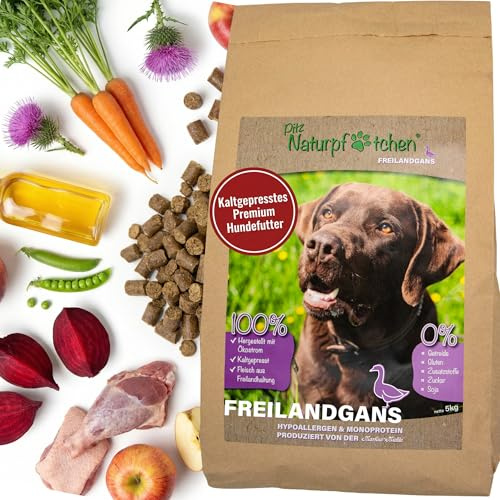 Naturpfötchen Ganso al aire libre – buena conciencia – rico en fibra – 25% de proteínas – respetuoso con el medio ambiente – Comida para perros premium – prensado en frío – Cerca de la naturaleza