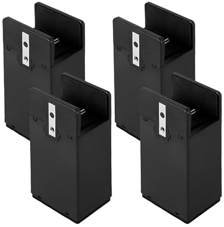 WATAOW Lot de 4 Réhausseur de Lit Robuste avec Serre-Joints Réglables, Rehausseur Meuble pour Canapés Chaises Bureaux, Chargeable Jusqu'à 200kg(Noir,10cm Raise,1-3.7cm Width)