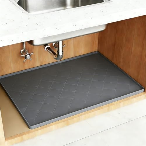 xapuo Alfombrilla Silicona Impermeable para Bajo Fregadero, Protector Mueble De Cocina, Bandeja Multiusos para Comida Mascotas, Botas, Baño(Dark Gray,22 * 28in)