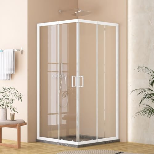 STARLEAD Duschkabine Variabel 75-90 cm – Flexibler Eckeinstieg Passend für Duschkabine 90x90 & 80 x 80, 180cm 4mm ESG Sicherheitsglas, Magnetdichtung, Moderne Komplettdusche, Alpinweiß