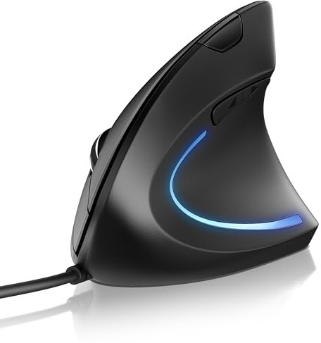 CSL - ergonomische Vertikalmaus mit Kabel - optische Maus 6400 DPI - kabelgebunden USB - Vorbeugung gegen Mausarm/Tennisarm (RSI-Syndrom) - besonders armschonend - 6 Tasten - PC Notebook Mac