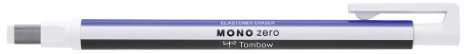 Tombow EH-KUS Präzisionsradierer MONO zero nachfüllbar eckige Spitze, 2.5 mm x 5 mm, weiß/blau/schwarz