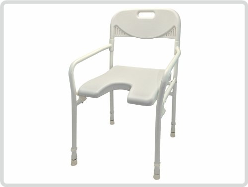 Duschhocker Duschstuhl mit Arm- und Rückenlehne, faltbar, weiß