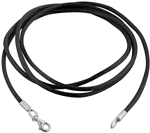 Nenalina Damen Halskette als Seidenband in schwarzmit Karabiner | Verschluss aus 925 Sterling Silber