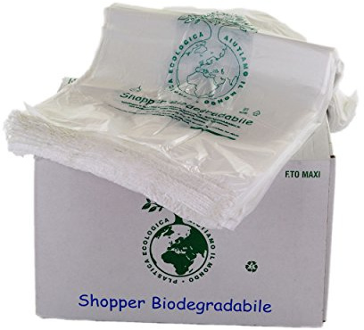 1000 PZ BUSTE BIODEGRADABILI MANICO COMPOSTABILI MINI 23X40 SHOPPER