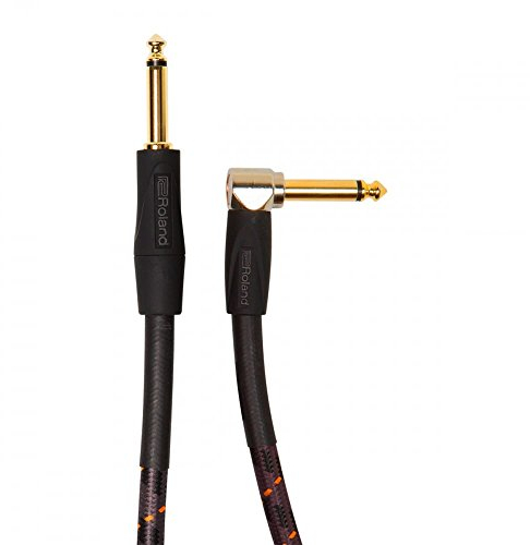 Roland Gold-Serie Patch/Pedal-Kabel – gerade auf gewinkelte 6,3-mm-Klinkenstecker, Länge: 3 m – RIC-G10A