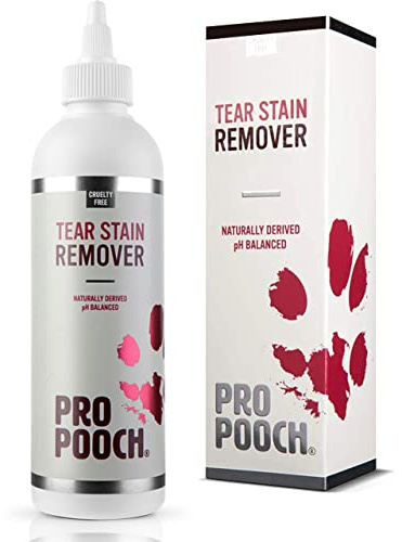 Removedor de manchas de lágrimas para perros Pro Pooch. Elimina suavemente el exceso de lágrimas y previene las manchas. Sin productos químicos