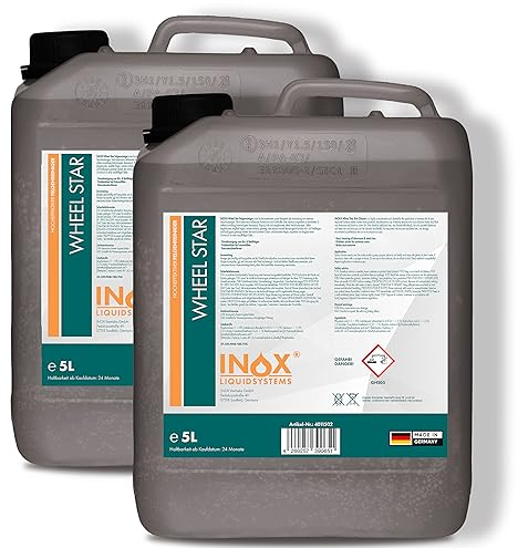 INOX® Felgenreiniger 2x 5L | Hocheffektiver Felgenreiniger für Alufelgen, Stahl- & Chromfelgen | Entfernt hartnäckigen Schmutz, Bremsstaub & Flugrost | Profi-Autopflege für glänzende Felgen