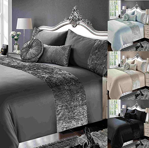 rejuvopedic Osaka Double Size Silver Duvet Quilt Cover Bedding Contemporary Satin & Crush Velvet