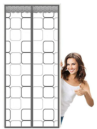 Flei Vorhang insektenschutz Magnet 210x200cm, Wärmeschutzvorhang Magnet Türvorhang, Auto Schließen, magnetische Adsorption, Wasserdicht Winddicht Geräuschisolierung, für Türen/Patio - Grau