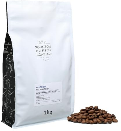 Rounton Coffee Colombian Rich Roast - Single Origin Colombian Dark Roast Coffee Beans for Espresso - 1kg