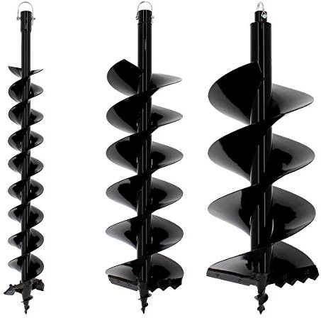GT Garden 3 Stück Profi Erdlochbohrer Pfahlbohrer Pfostenbohrer Ersatzbohrer für Erdbohrgerät, Stahl, Durchmesser 100/200/300mm