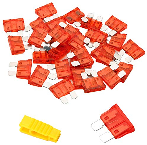Bolatus 20Pcs Car Fuses 10A Standard Blade Fuses Automotive Replacement Fuse for Caravan Motorcycle Truck RV + Fuse Puller