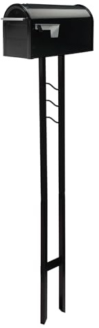 Architectural Mailboxes Franklin™ Weather-Resistant Steel Metal Mail Box for Outside with Post, Black, Medium Curbside Mailbox, USPS Approved for Residential Delivery