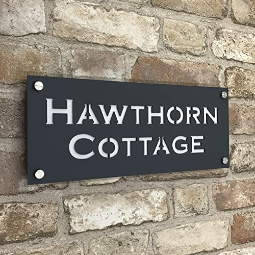 The House Sign Company – Henley Personalised House Sign | 32cm X 13cm | Acrylic Door Plaque with Name or Number | Weatherproof Outdoor House Name Plate